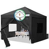 Quictent Privacy 10x10 EZ Pop Up Canopy Party Tent Folding Gazebo with Sidewalls and Mesh Windows 100% Waterproof (Black)
