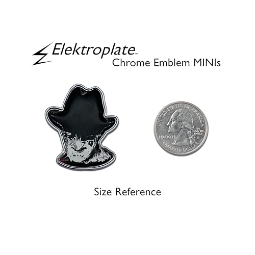 Image of Elektroplate Officially Licensed Mini Nightmare on Elm Street Freddy Krueger OEM Chrome Emblems for Motorcycles, Watercrafts, and Decorations | Universal Fit at 1.6 inch x 1.4 inch | Weatherproof | 2-Pack