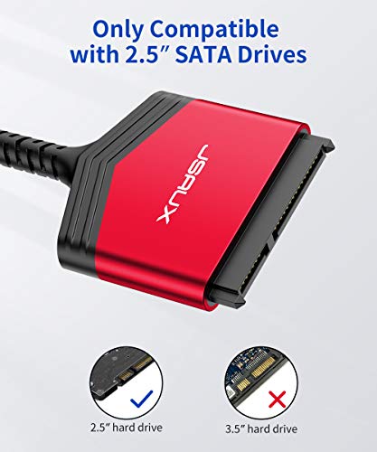 Image of JSAUX SATA to USB Adapter Cable for 2.5 inch SSD /HDD Nylon Cord-Red