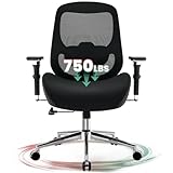 700lbs Big and Tall Office Chair for Heavy People Ergonomic Mesh Desk Chair with Wide Thick Seat Cushion,Adjustable Lumbar Support and 4D Armrests for Aitting All Day