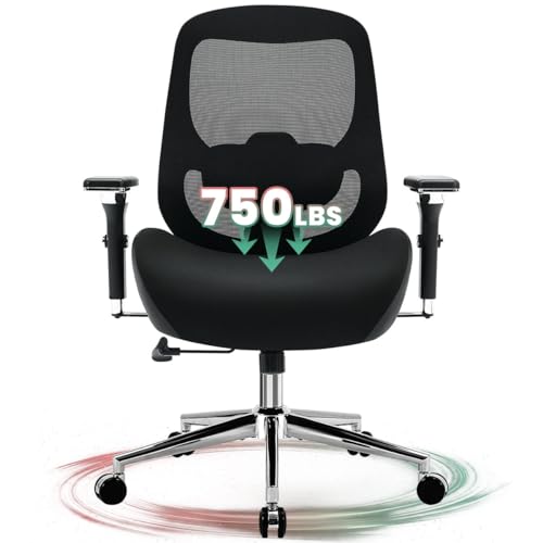 700lbs Big and Tall Office Chair for Heavy People Ergonomic Mesh Desk Chair with Wide Thick Seat Cushion,Adjustable Lumbar Support and 4D Armrests for Aitting All Day