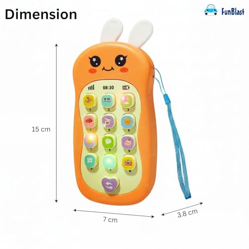 Image of FunBlast Cartoon Musical Mobile Phone for Kids, Mobile with Light & Sound Toys for Babies | Educational Toys for Kids 3+ Years /Boys /Girls-1 Unit (Bunny-Orange)