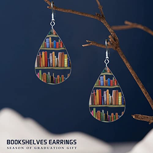 Bookcase Dangle Earrings for Women Teardrop Dangle Earrings with Book Shelves Patterned Acrylic Gifts for Women Girls (teardrop) - Image 4
