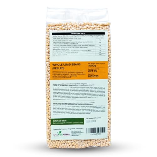 Ethnic Aahar Urid Dal Gota 1000g | Protein-Rich Pulses & Lentils for Wholesome Cooking | Premium Quality Dals | Essentials for Vegan, Vegetarian, and Ayurveda-Inspired Lifestyles