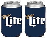 Miller Lite 12oz Beer Can Cooler Holder Kaddy Coolie Huggie Navy Set of 2