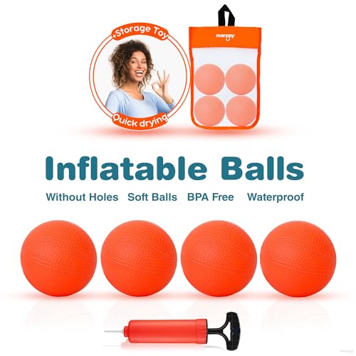MARPPY Bath Toys, Bathtub Basketball Hoop for Toddlers Kids, Boys and Girls with 4 Soft Balls Set & Strong Suction Cup, Bathtub Shooting Game & Fun Toddlers Bath Toys for Boys or Girls