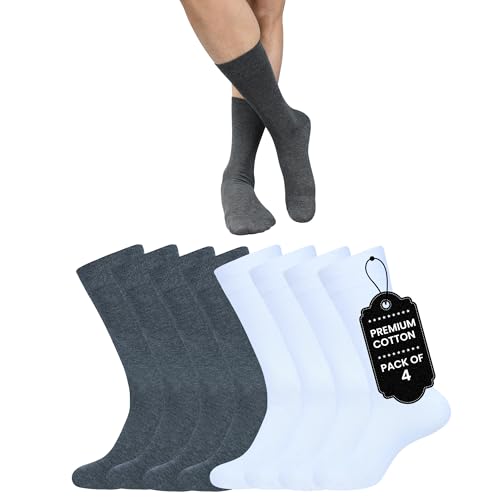 Mens Dress Socks |Pack of 4| Trouser Breathable Business Professional Formal Wear | Everyday Sock | Solid Colors