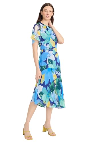 Image of Maggy London Women's Maggy London Women's Dresses Short Flutter Sleeve Fit and Flare Dress with Asymmetric Hem Tier