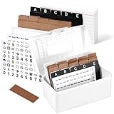 BOOKNOW 134PCS Index Card Holder Set, 1PCS White Index Card Box with with Ruled Index Cards Dividers Stickers for Student Teacher Office School