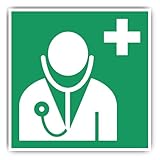 Arzt, Rettungszeichen: E009 - DIN EN ISO 7010 / ASR A1.3 - Aufkleber: 25 cm, 1 Stück