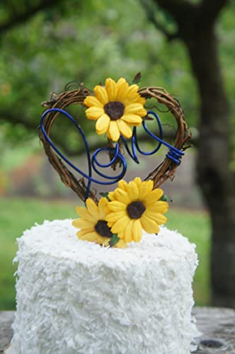 Love Sunflower Cake Topper In Rustic Style For Wedding Reception #TOP19