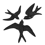 FUNOMOCYA Decoración de Pared 3 Modelos de Pájaros en Hierro Fundido, Escultura Colgante para Interiores, Arte Rústico y Decoración de Jardín