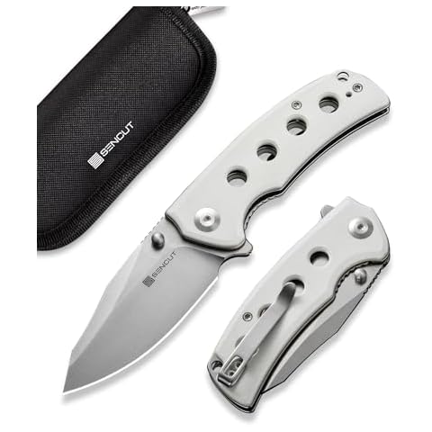 SENCUT Excalis Folding Pocket Knife, EDC Knife with 2.97" Blade & G10 Handle Camping Knife with Reversible Clip for Outdoor Men Women Gifts (White) Cover