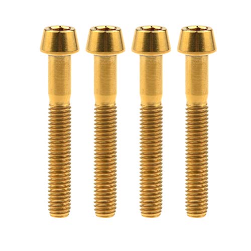 Image of Titanium Ti Bolt M5x9 16 18 20 25 30 35 40 45 50 55 60mm Tapered Head Screws Pack of 4 (M5x35mm, Gold)