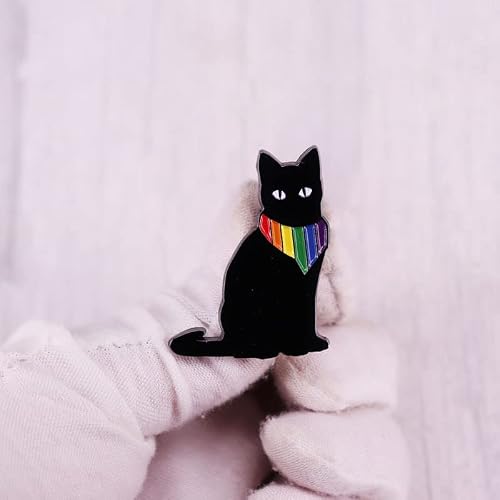 Tvoip Lgbtq Black Cat Rainbow Bow Tie Gay Pride Enamel Pin Lapel Pins Backpacks Brooches On Clothes Jewelry Gift Accessories #TOP3