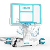 IGL Pool Basketball Hoop Outdoor, 44 Inch Outdoor Poolside Basketball Hoop, Base & Stand Double Water Storage with 2 Ball & Inflator, 18in Stainless Steel Basketball Rim, Fixed Height (44in Backboard)