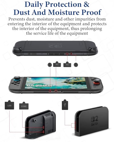 Coque Nintendo Switch 2 rigide noire avec protection écran en verre trempé - 6