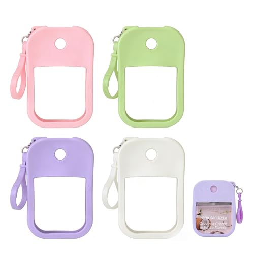 XTSWFC 4Pack Silicone Case Compatible with Wish Hand Sanitizer Spray Soft Silicone Protective Cases with Keychain