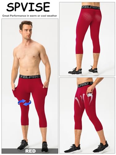 SPVISE 1 or 3 Pack 3/4 Compression Pants Men Athletic Gym Capri Leggings Running Tights Dry Fit Basketball Sports Base Layer2