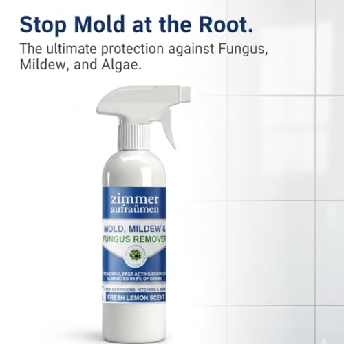 Image of Zimmer Aufraumen Mold, Mildew & Fungus Remover Spray 500 ml - Fast-Acting Kai (Algae /Moss) Cleaner for Bathrooms & Kitchens - Eliminates 99.9% Germs - Fresh Lemon Scent