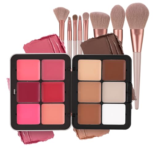 Palette Correttori Colorati, MKNZOME 12 Colori Contouring Viso Crema Correttore Occhiaie e Pennelli Trucco Palette Contouring Impermeabili a Lunga Durata Set Trucchi Regalo per Donne Ragazze