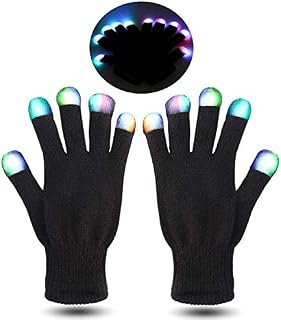 MUCH LED Gloves Finger Lights Fingertips Flashing 3 Colors 7 Modes Black Rave