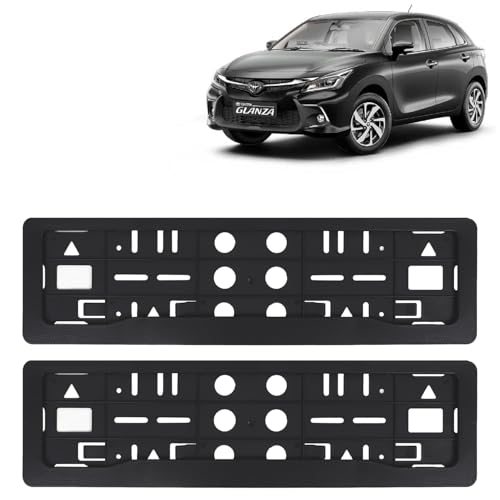 Image of KINGSWAY Glanza Car Number Plate Frames for All 2022 Onwards Models of Toyota Car Registration Plate Holders, Black Licence Plate Covers (Front and Rear), Universal Size 51.5 x 14.5 cm