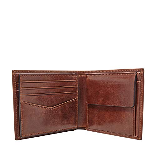 Fossil Men's Ryan Leather Rfid-Blocking Bifold With Coin Pocket Wallet, Dark Brown, (Model: Ml3736201) #TOP2