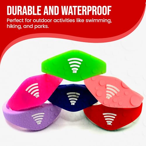 Image of Kids ID Bracelet - Fitted NFC Safety Wristband, Slip-On Child ID Band for Emergency Contact Info, Waterproof Silicone, Not GPS, Wear on Wrist or Ankle, Ideal for Theme Parks, Travel & Beaches