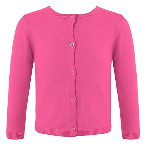 renvena Little Girls Cotton Cardigans Kids Long Sleeve Button Sweater Toddler Round Neck Cardigan Sweaters