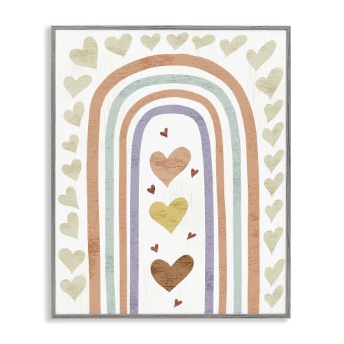 Rainbow Arch Heart Shapes Nursery, 24 x 30 Inch Framed Giclée Print