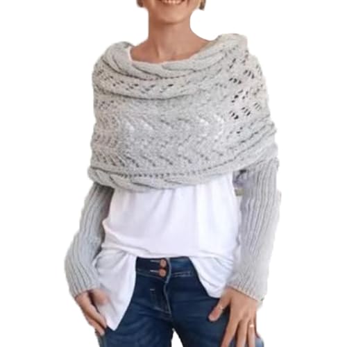 Scarf with Sleeves, Knitted Cable Wrap, Shrugs for Women, Knitted Wrap, Shawl with Sleeves, Winter Warm Sweater Scarf Wrap