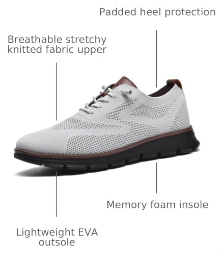 Image of Wearbreeze Men's Business Casual Oxford Sneakers - Lightweight Lace-Up Dress Shoes for Work, Travel & Daily Commute