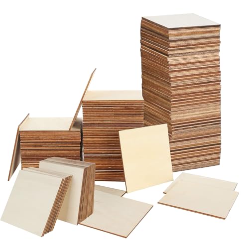 150 Pièces Blocchi Legno Quadrati, 5*5cm Sottobicchieri Legno Grezzo, 2.5mm Spessi Targa Legno Artigianato, Tavola Disegno Fai Da Te per Decorazione Casa, Albero Natale, Pittura, Scultura, Pirografia