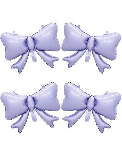 Elaliyi Bow Balloons 4 PCS Matte Purple Bow Balloons Bow Party Decorations Bow Theme Birthday Party (Purple)