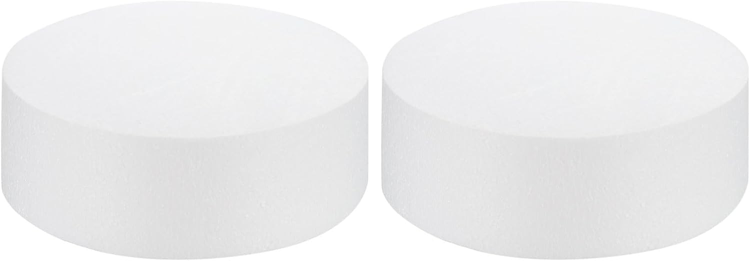 MECCANIXITY Round Foam Cake Dummy 8 Inch x 2.8 Inch Circle Dummy Cake Set for Wedding Cakes, Birthday Cakes, Crafts, and Window Displays 2 Pack