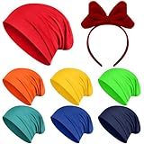 Shyyween Halloween Dwarf Costume Set Dwarf Gnome Hat and Bow Headband Set Gnome Princess Costume for Halloween Party Cosplay(Circle,9.5 * 10 Inches)