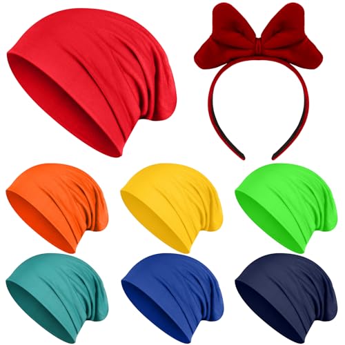 Shyyween Halloween Dwarf Costume Set Dwarf Gnome Hat and Bow Headband Set Gnome Princess Costume for Halloween Party Cosplay(Circle,9.5 * 10 Inches)