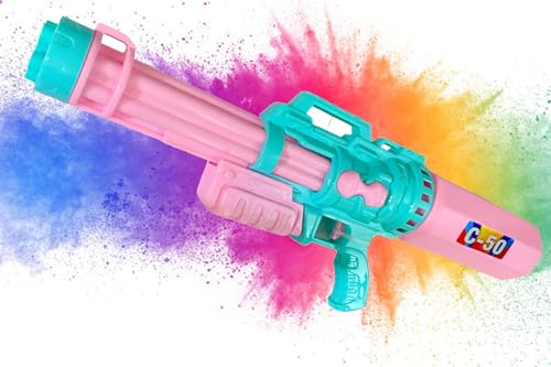 Image of High Pressure Multiple Nozzle Water Gun, Kids Pistol, Holi Pichkari, Blue /Pink, 15x6x25 cm, 250g, Recycled Plastic, Ages 3-12, Unisex