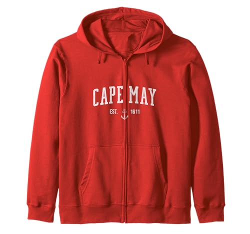 Cape May, Est 1611, New Jersey Men Women's Vintage Retro - Zip Hoodie