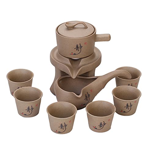for Cafeteria Chinese Semi-Automatic Lazy Purple Sand Stone Grinding Tea Set Home Kung Fu Teapot Teacup