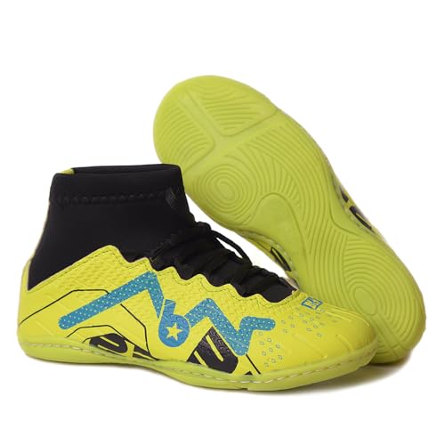 Chuteira Futsal Tênis Quadra infantil Amarelo Cano Alto Botinha com Solado Costurado 28 ao 33 Blank