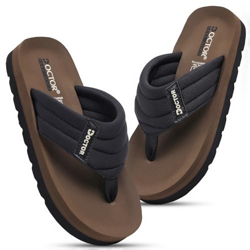 Image of Cushioned Flip Flops for Men | Padded Fabric Strap Thong Slippers | Lightweight Anti-Slip EVA Sole Everyday Wear Footwear