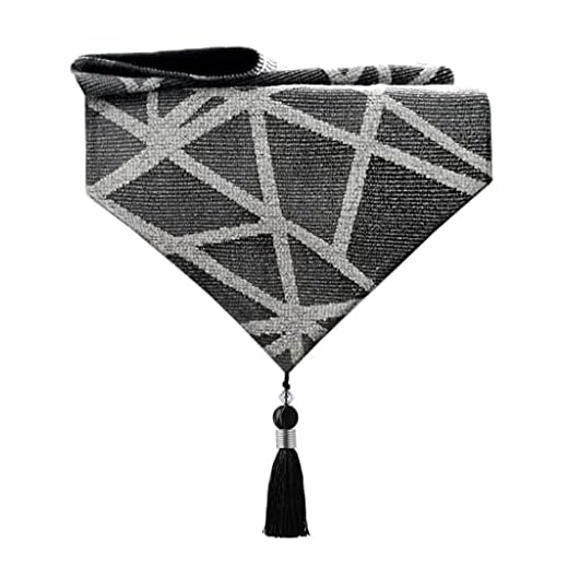 Grå bordslöpare, modern minimalistisk polyester bomull bordslöpare med tofsar för matsal vardagsrum tv-skåp soffbord, 32 x 160 cm/13 x 63 tum
