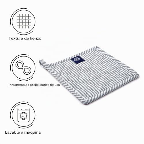 Miniatura 4 de Encasa Xo 8 Horno Portabotes De Microondas Juego De 2 Piezas Para Cocinar Y Hornear - Resistente Al Calor, Grueso Y Seguro - Azul Marino A Rayas