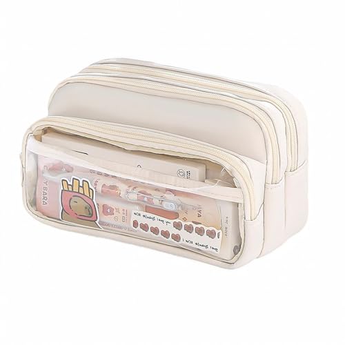 Image of U & U UNIQUE UTILITIES Pencil Pouch for Girls Aesthetic | Large Capacity Pencil Case | Cute Pouches for School Girls | Pouch for Stationery (Beige)