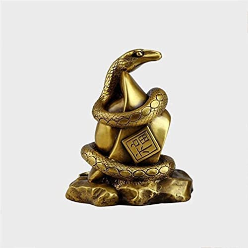 Sculpture serpent en cuivre, mascotte de chance pour votre bureau.