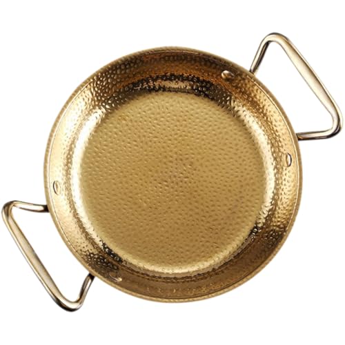 Beaupretty Sartén de Acero Inoxidable de 20 Cm Doble Asa, Bandeja Dorada para Sukiyaki y Mariscos, Olla Caliente para Cocina Doméstica Compatible Estufa de Gas y Eléctrica
