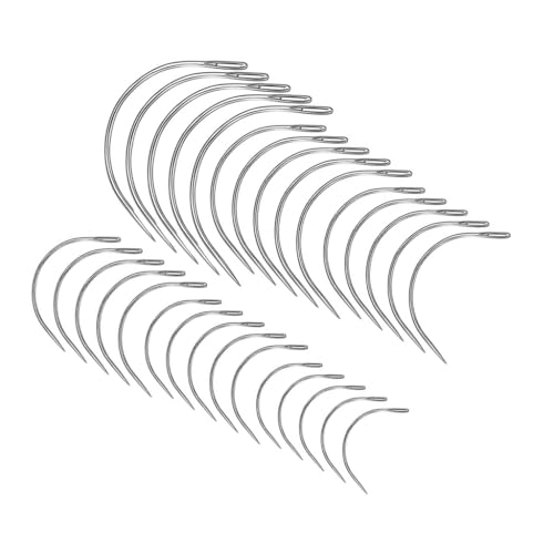 REDYY Curved Needle,42/50/100/120Pieces Curved Needle C Type Leather Needle Curved Sewing Needle for Hand Sewing, Carpet Leather Canvas Repair
