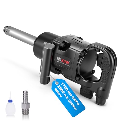 XIIW 1 Inch Air Impact Wrench, Up to 2500 ft-lbs Nut-Busting Torque, 16.2 lbs Lightweight Pneumatic Impact Gun, 5500 RPM 1 Inch Impact Gun with 1/2" Air Inlet for Heavy Duty Repairs and Maintenance by XIIW - Used condition - US$175.74